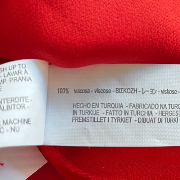 Zara Woman Red Crepe Cold Shoulder Flutter Sleeve Sheath Dress Size S - Picture 7 of 7